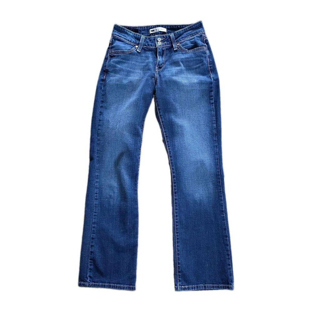 Levis Womens 529 Boot Cut Jeans Blue Pockets Dark Wash Mid Rise Whiskered 30x31